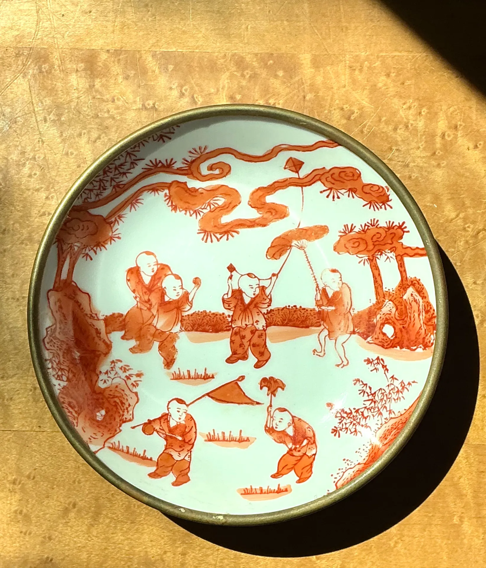 Vintage Decorative Japanese Ceramic and Brass Bowl — additional photo 3