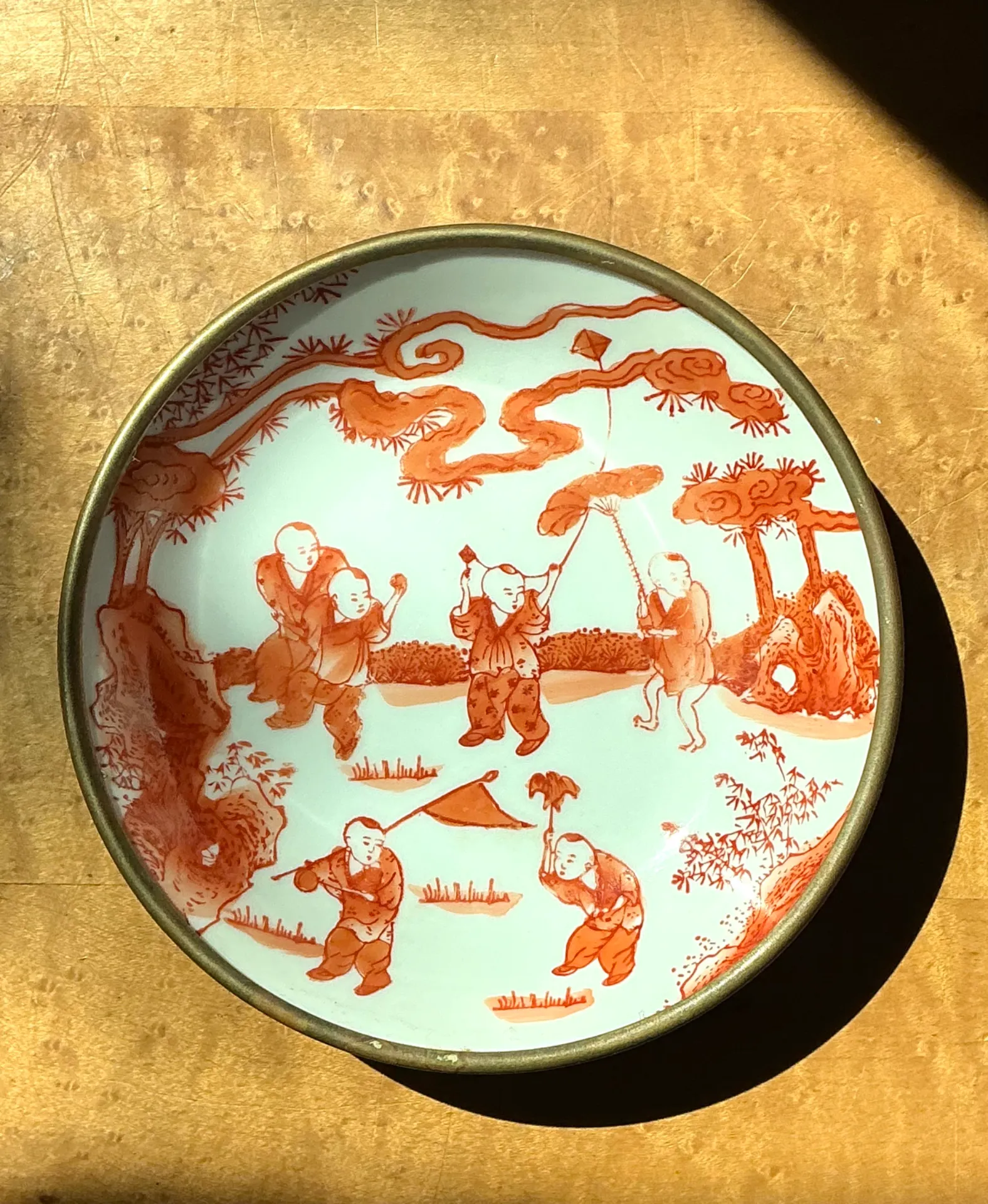 Vintage Decorative Japanese Ceramic and Brass Bowl — additional photo 5
