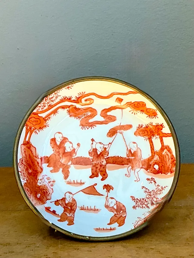 Vintage Decorative Japanese Ceramic and Brass Bowl — additional photo 6