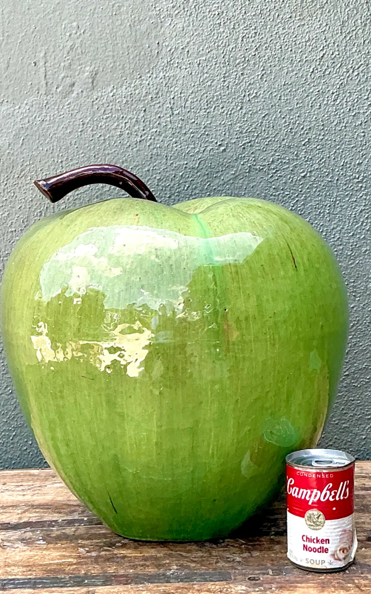 Vintage Monumental Green Ceramic Apple Sculpture — additional photo 8