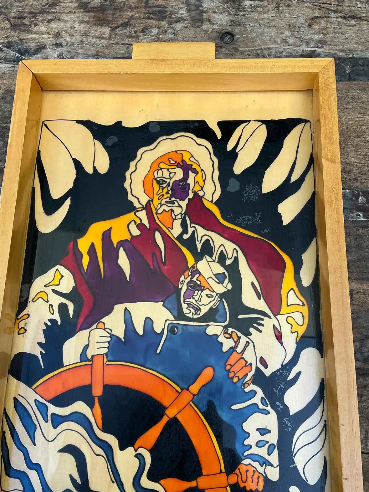 Vintage Nautical Painted Wood Art Tray — additional photo 6