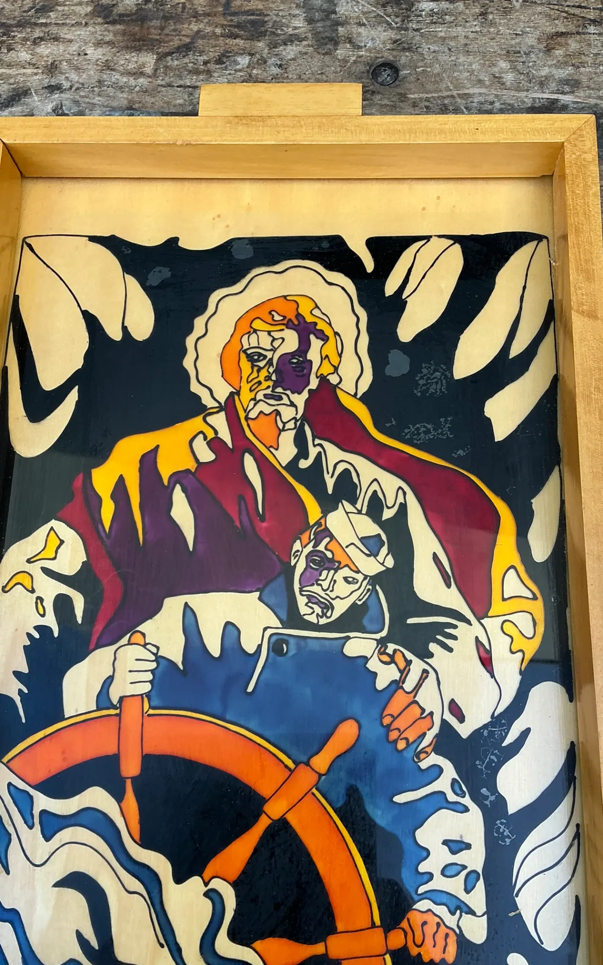 Vintage Nautical Painted Wood Art Tray — additional photo 6