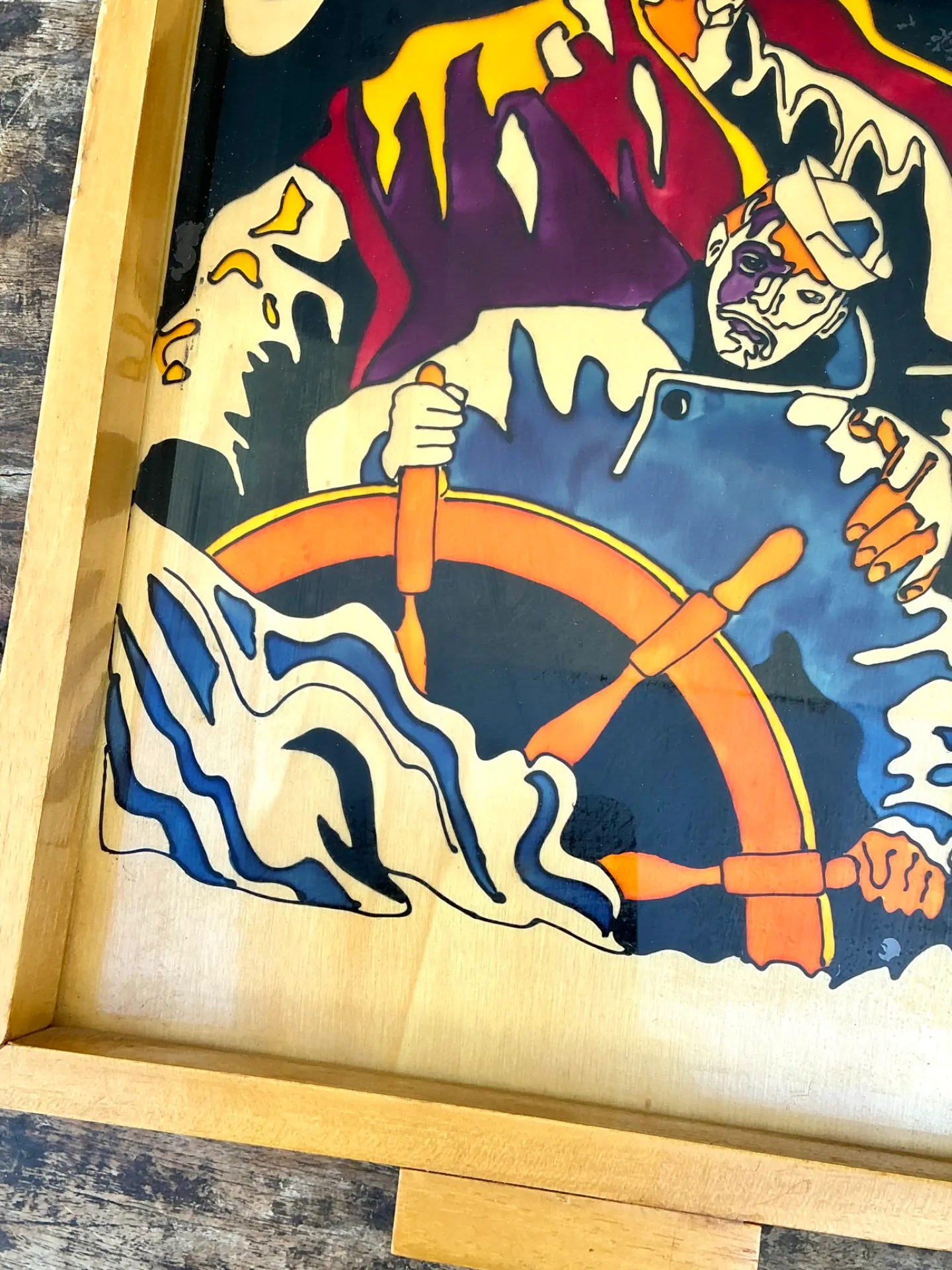 Vintage Nautical Painted Wood Art Tray — additional photo 7