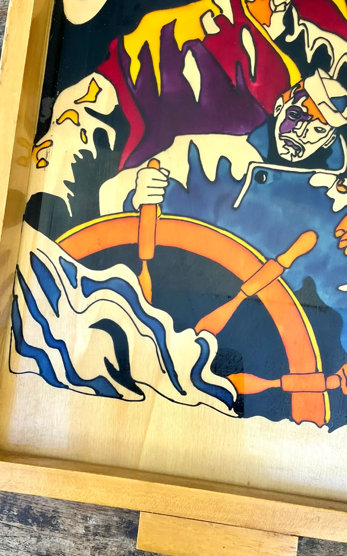 Vintage Nautical Painted Wood Art Tray — additional photo 7