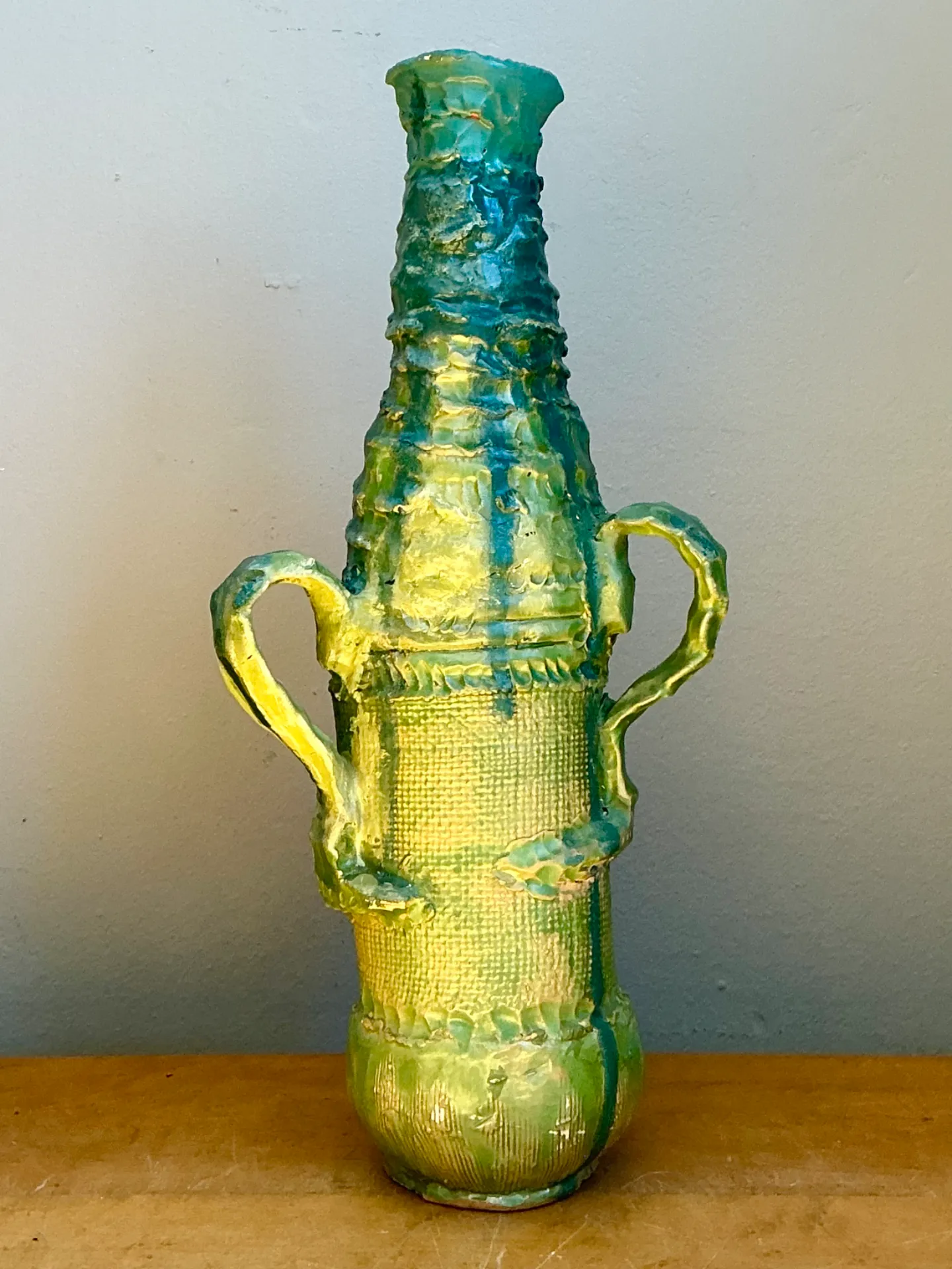 Vintage Abstract Glazed Cutout Ceramic Vase — additional photo 2