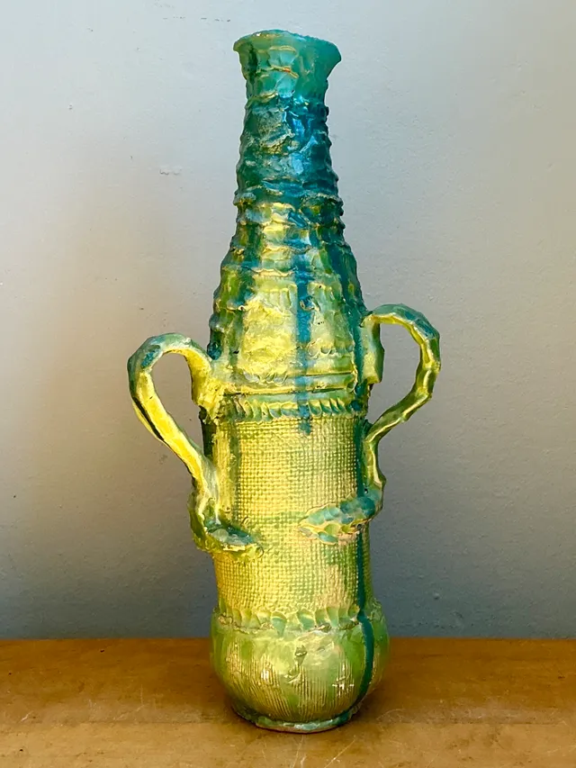 Vintage Abstract Glazed Cutout Ceramic Vase — additional photo 2