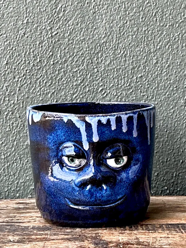 Vintage Drip Glaze Ceramic Face Planter — additional photo 7
