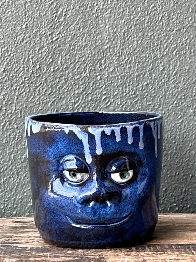 Vintage Drip Glaze Ceramic Face Planter — additional photo 5