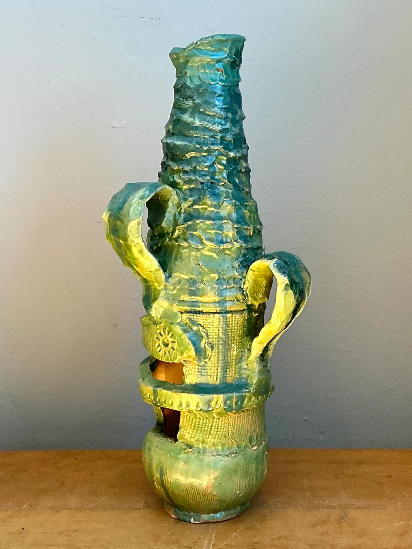 Vintage Abstract Glazed Cutout Ceramic Vase — additional photo 7
