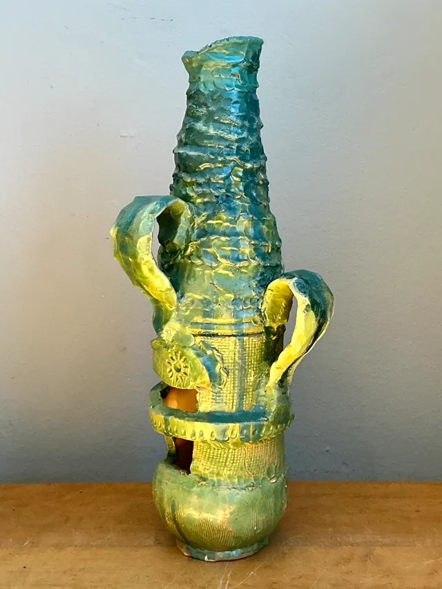 Vintage Abstract Glazed Cutout Ceramic Vase — additional photo 7
