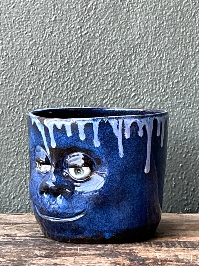 Vintage Drip Glaze Ceramic Face Planter — additional photo 8