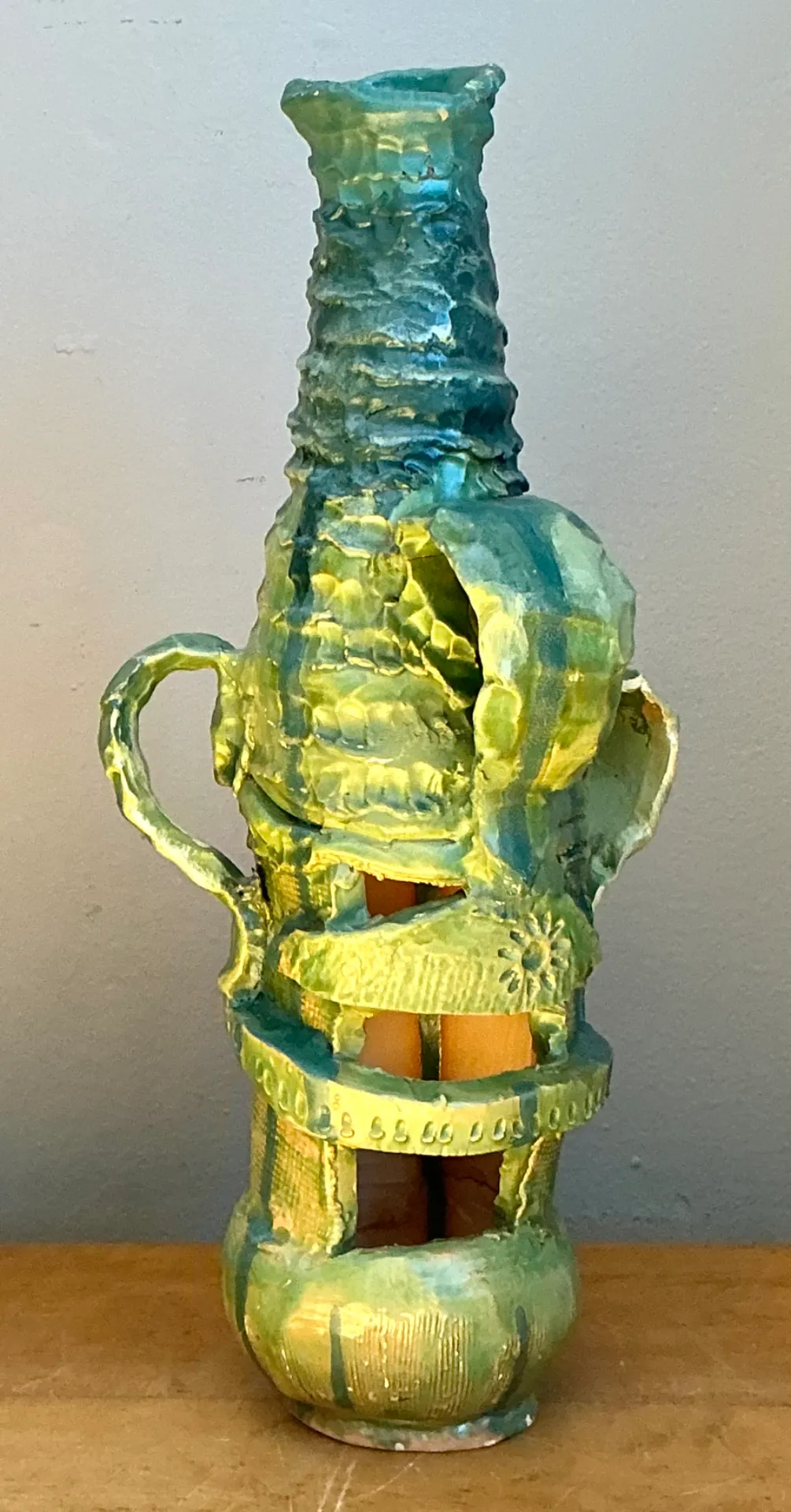 Vintage Abstract Glazed Cutout Ceramic Vase — additional photo 1