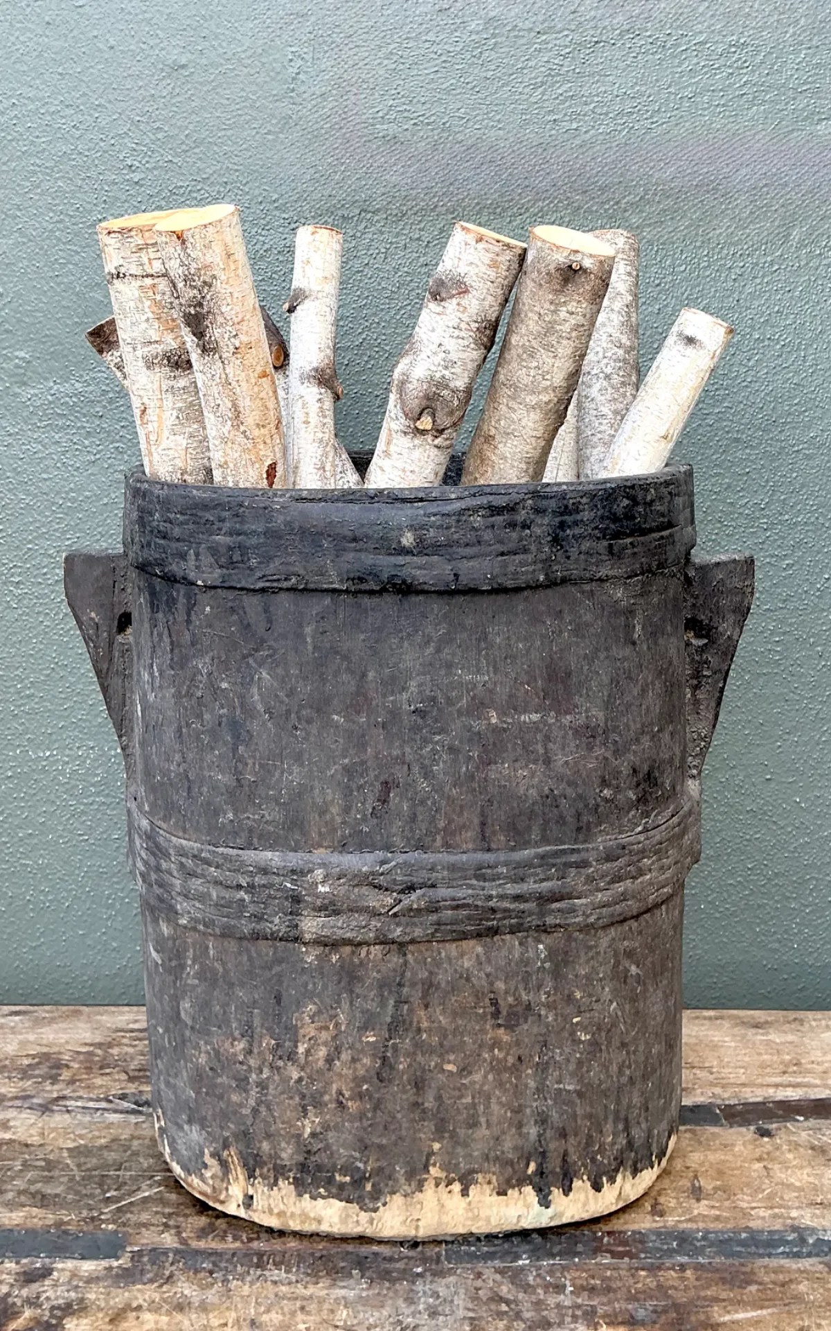 Vintage Patinated Wood Bucket — additional photo 6