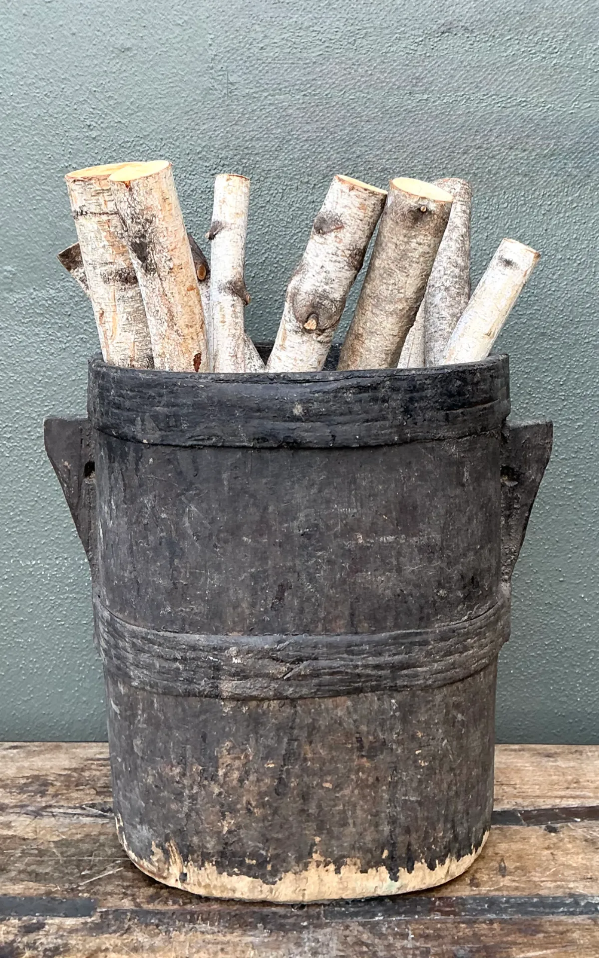 Vintage Patinated Wood Bucket — additional photo 8