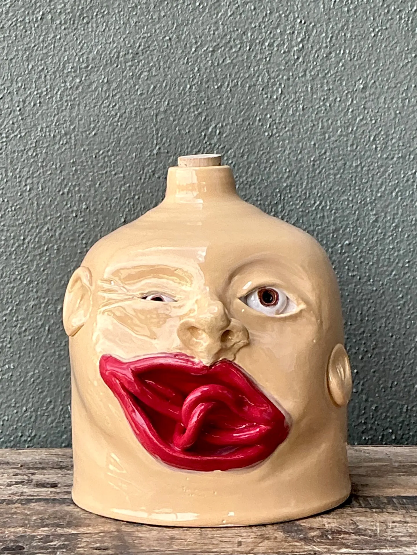 Vintage Handcrafted Ceramic Face Jug — additional photo 2