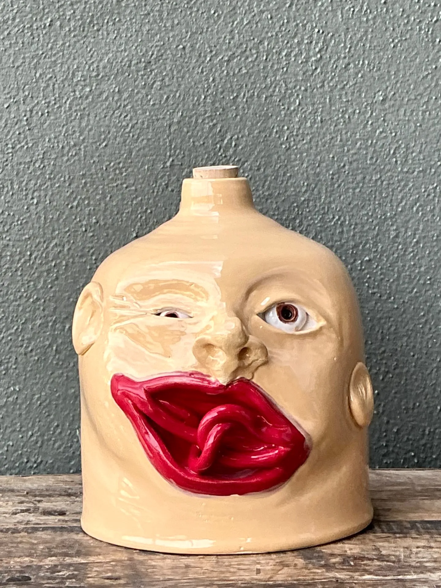 Vintage Handcrafted Ceramic Face Jug — additional photo 4