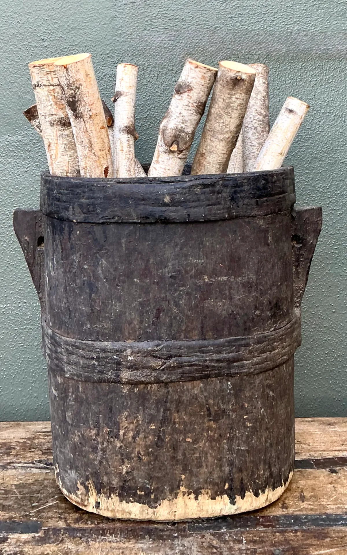 Vintage Patinated Wood Bucket — additional photo 5