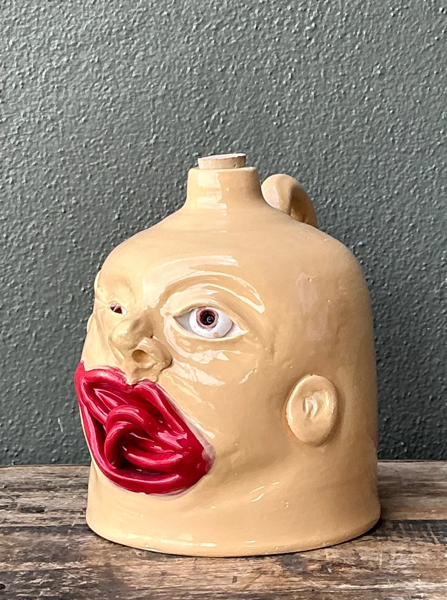 Vintage Handcrafted Ceramic Face Jug — additional photo 3