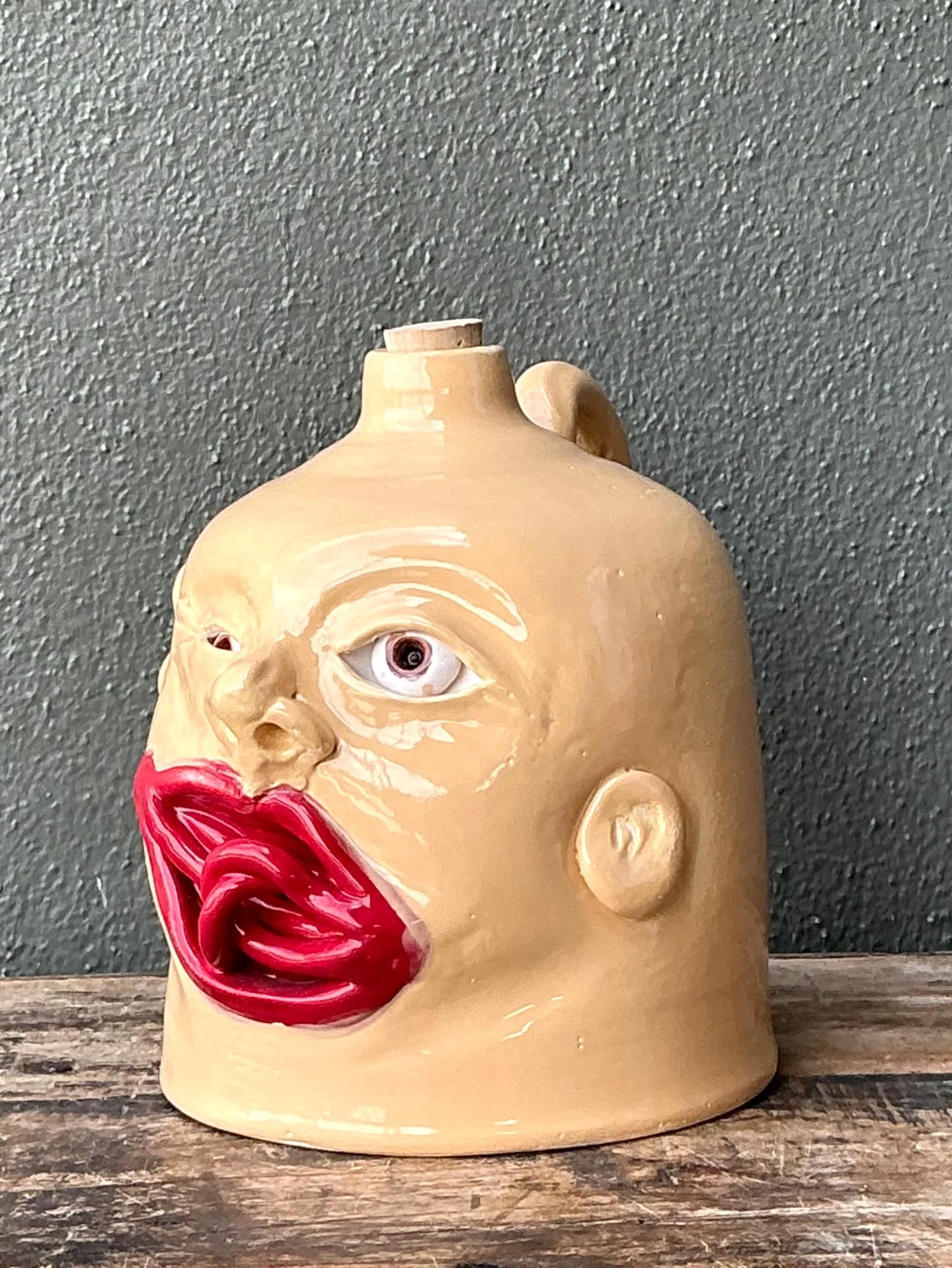 Vintage Handcrafted Ceramic Face Jug — additional photo 5