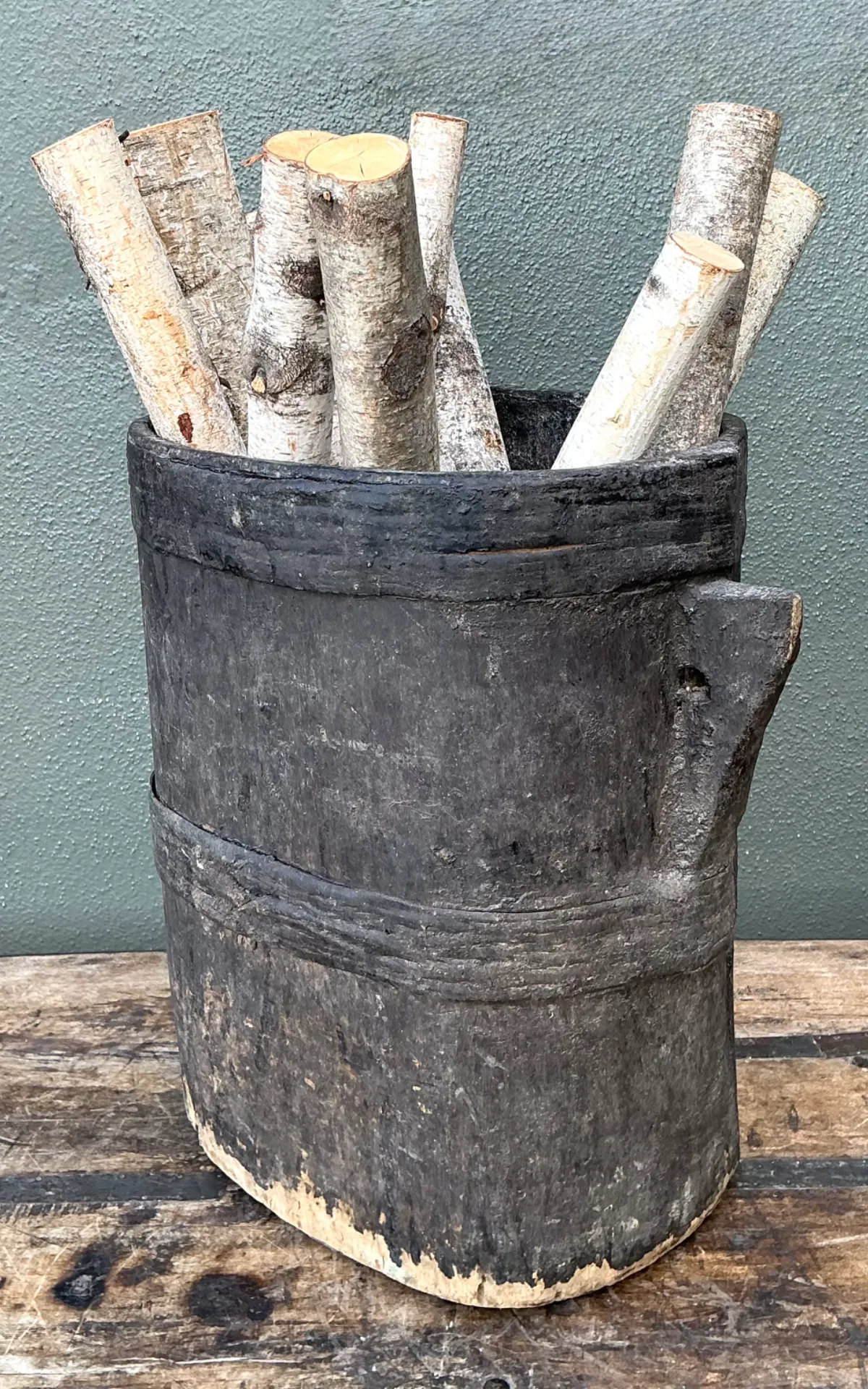 Vintage Patinated Wood Bucket — additional photo 7