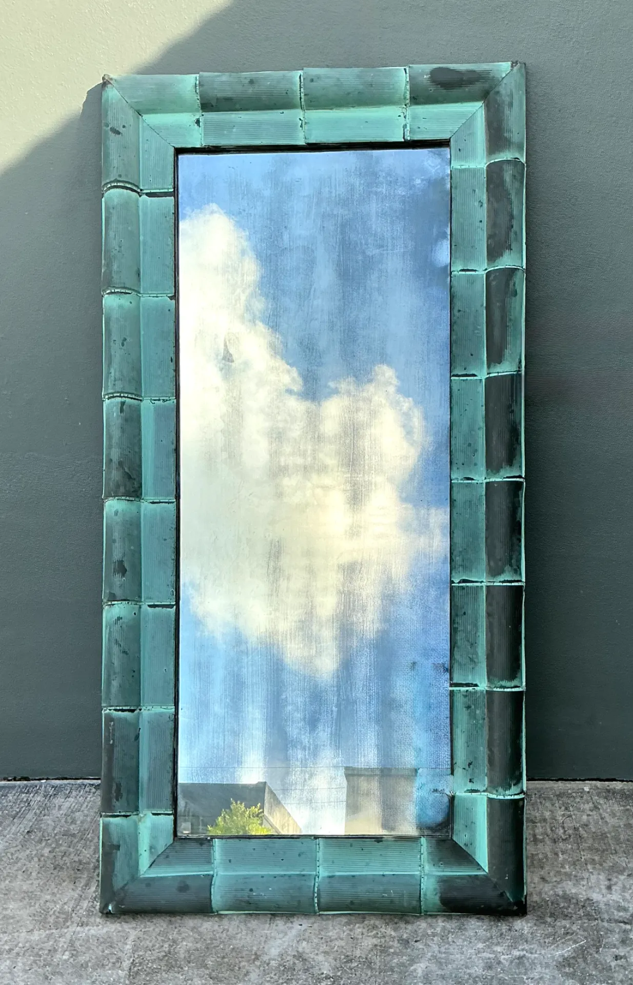 Vintage Patinated Copper Shingle Floor Mirror — additional photo 5
