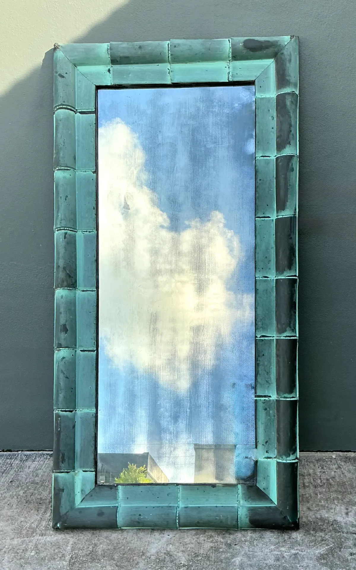 Vintage Patinated Copper Shingle Floor Mirror — additional photo 5