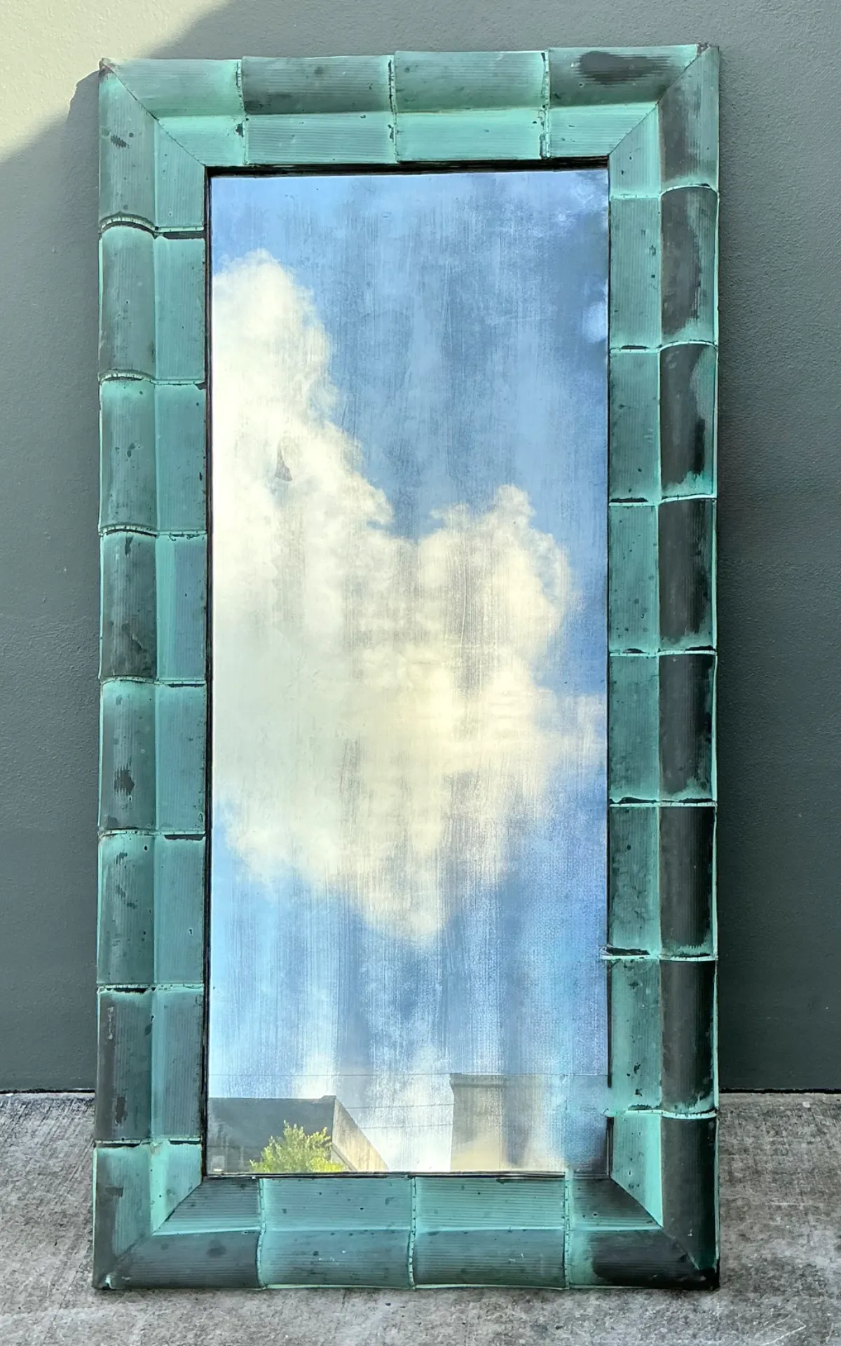Vintage Patinated Copper Shingle Floor Mirror — additional photo 3
