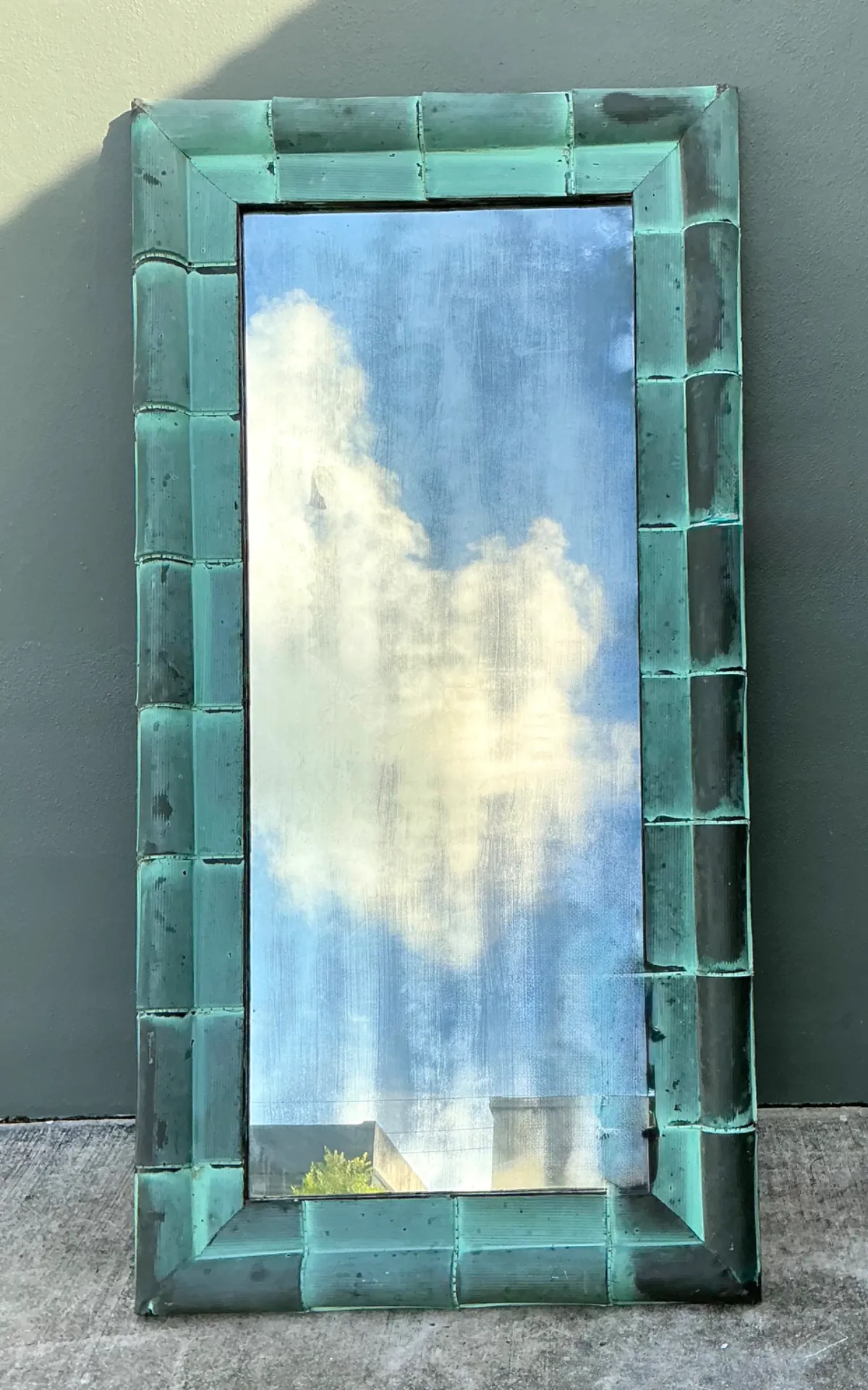 Vintage Patinated Copper Shingle Floor Mirror — additional photo 2