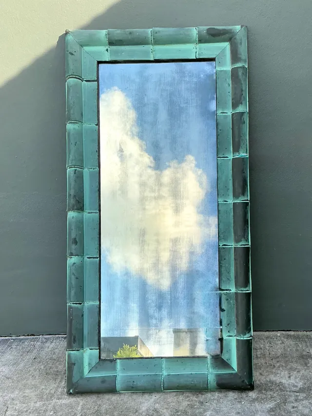 Vintage Patinated Copper Shingle Floor Mirror — additional photo 2
