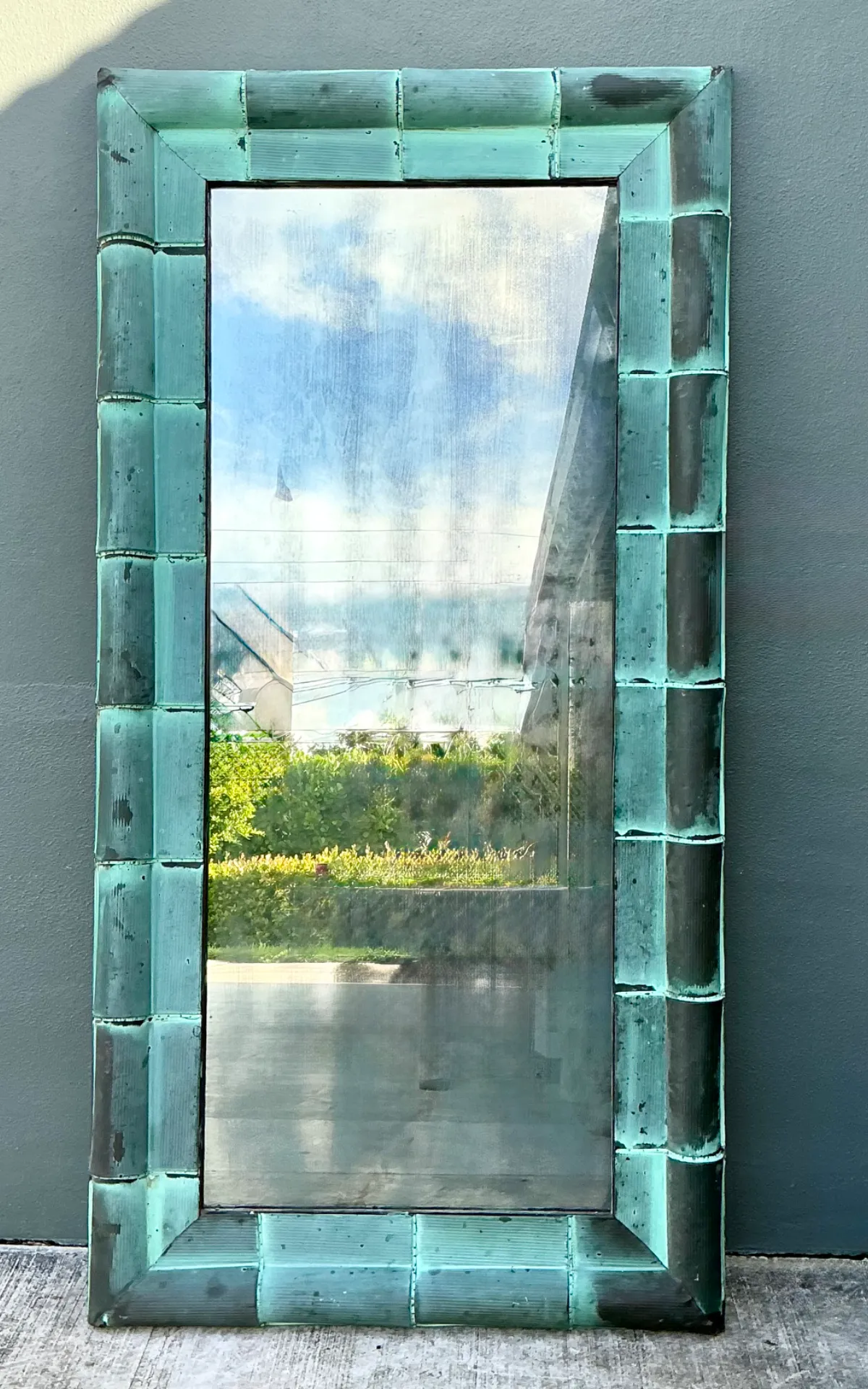 Vintage Patinated Copper Shingle Floor Mirror — additional photo 4