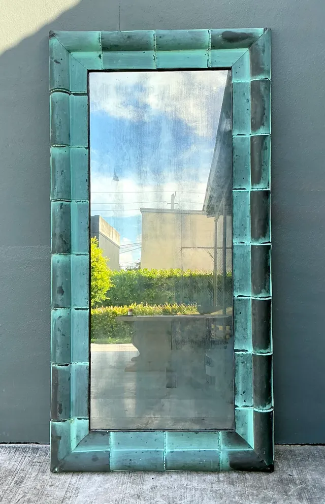 Vintage Patinated Copper Shingle Floor Mirror — additional photo 1