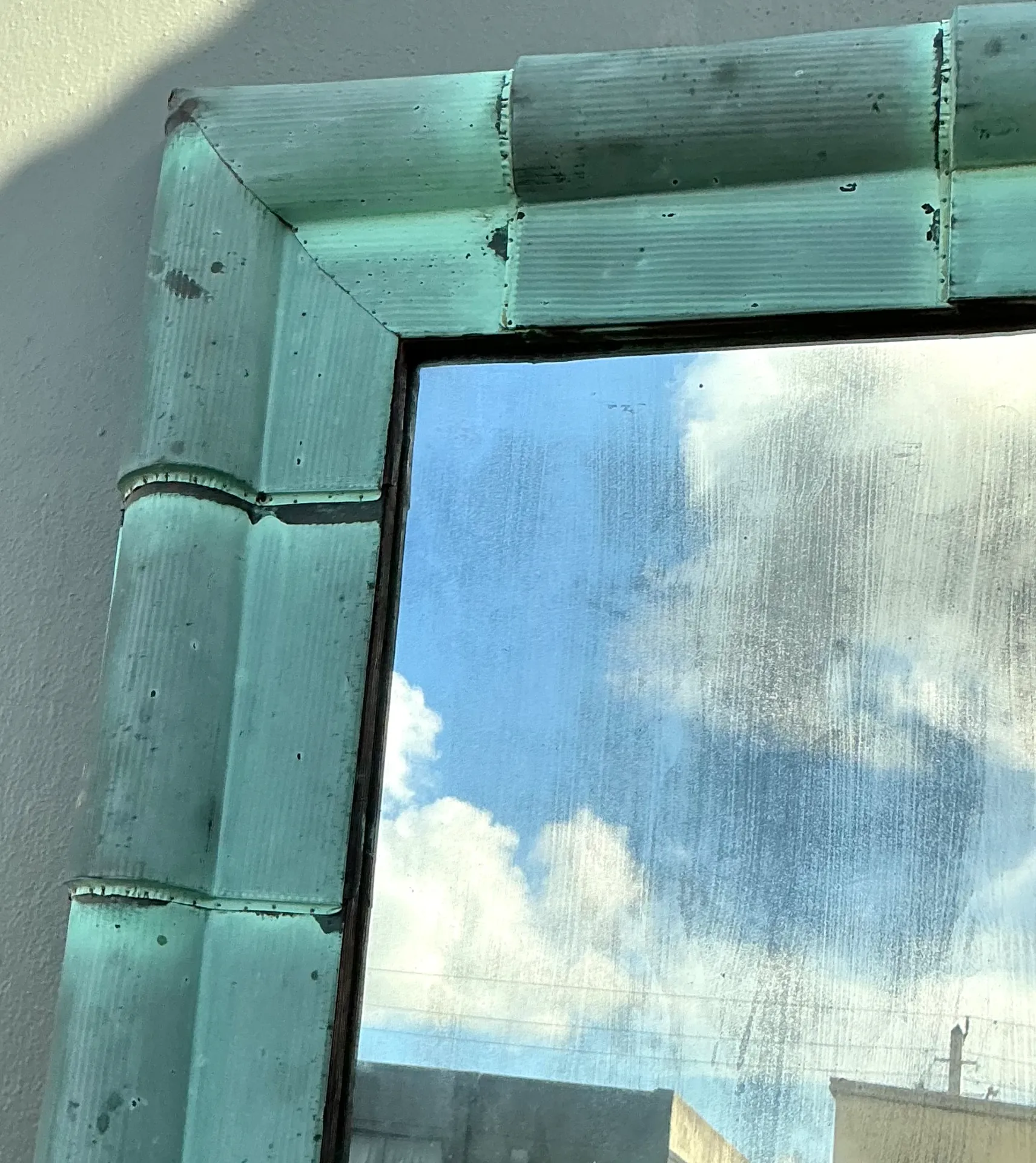 Vintage Patinated Copper Shingle Floor Mirror — additional photo 7