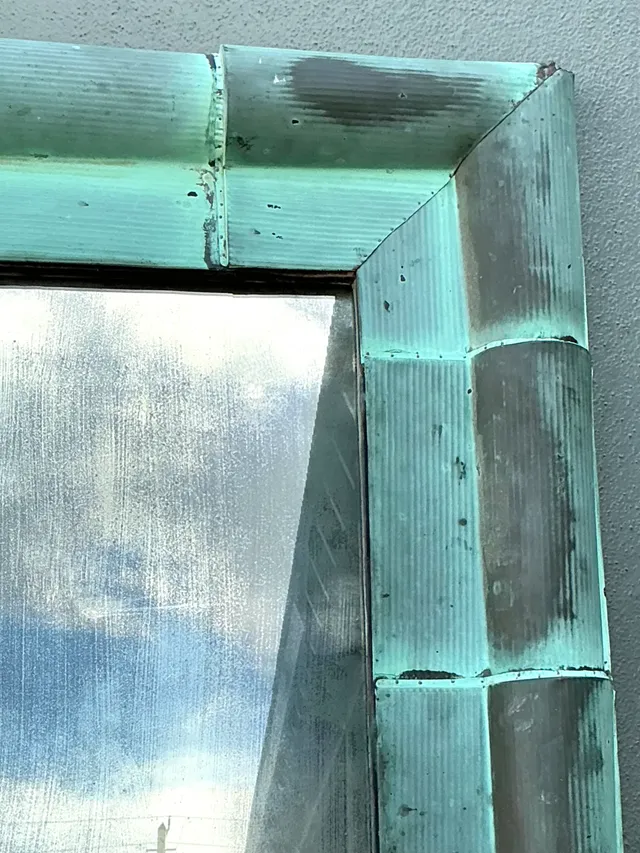 Vintage Patinated Copper Shingle Floor Mirror — additional photo 6