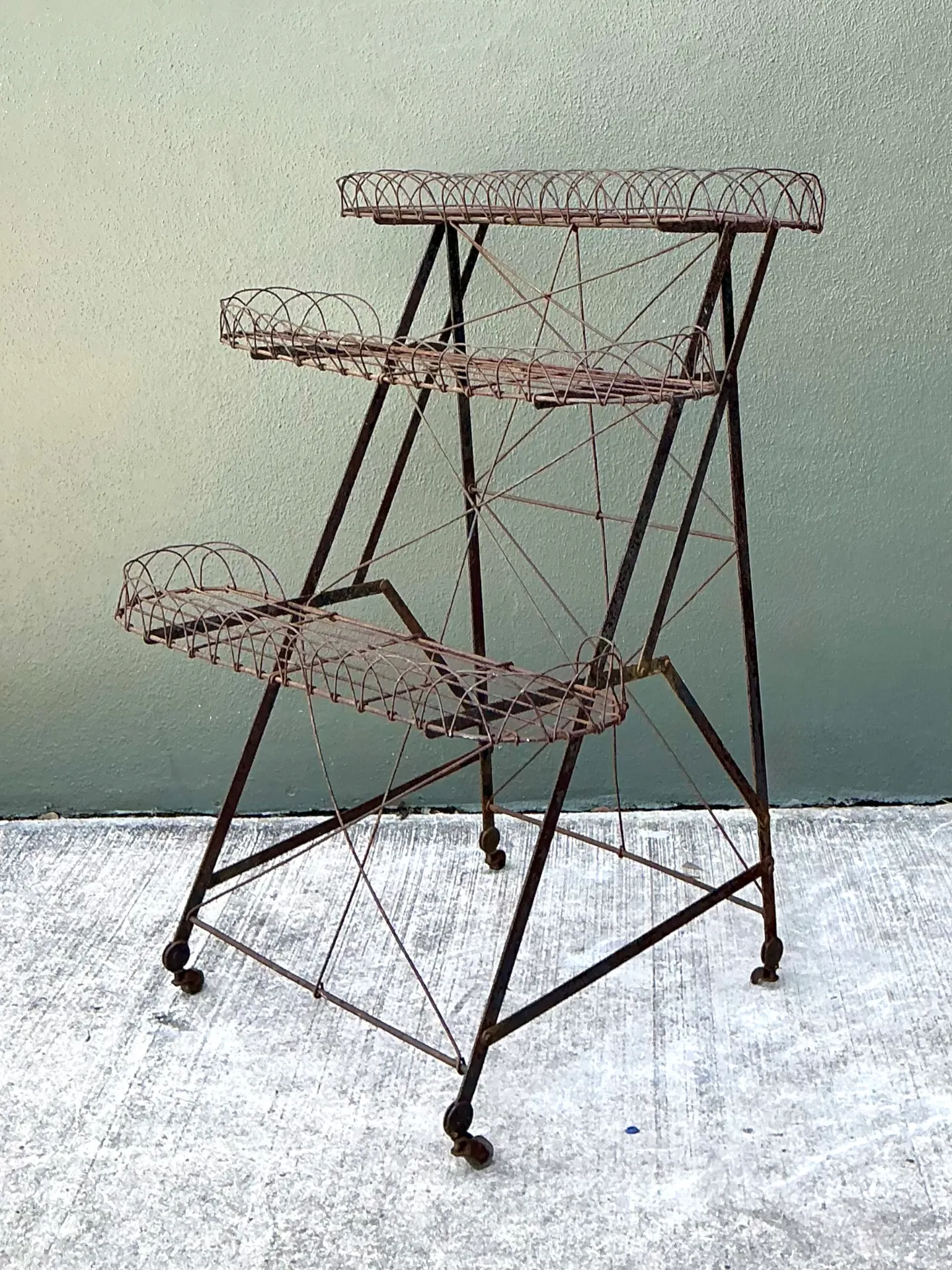 Vintage Three-Tier Wire Plant Stand — additional photo 7
