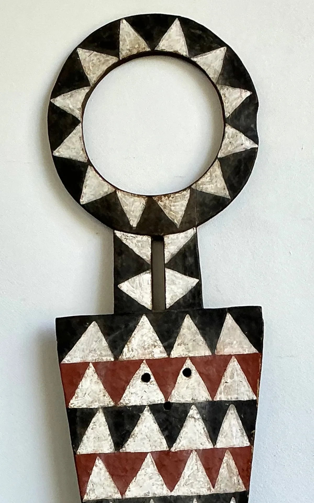 Vintage Tribal Geometric Painted Wood Shield - Wood, 22W x 74.5H — additional photo 5