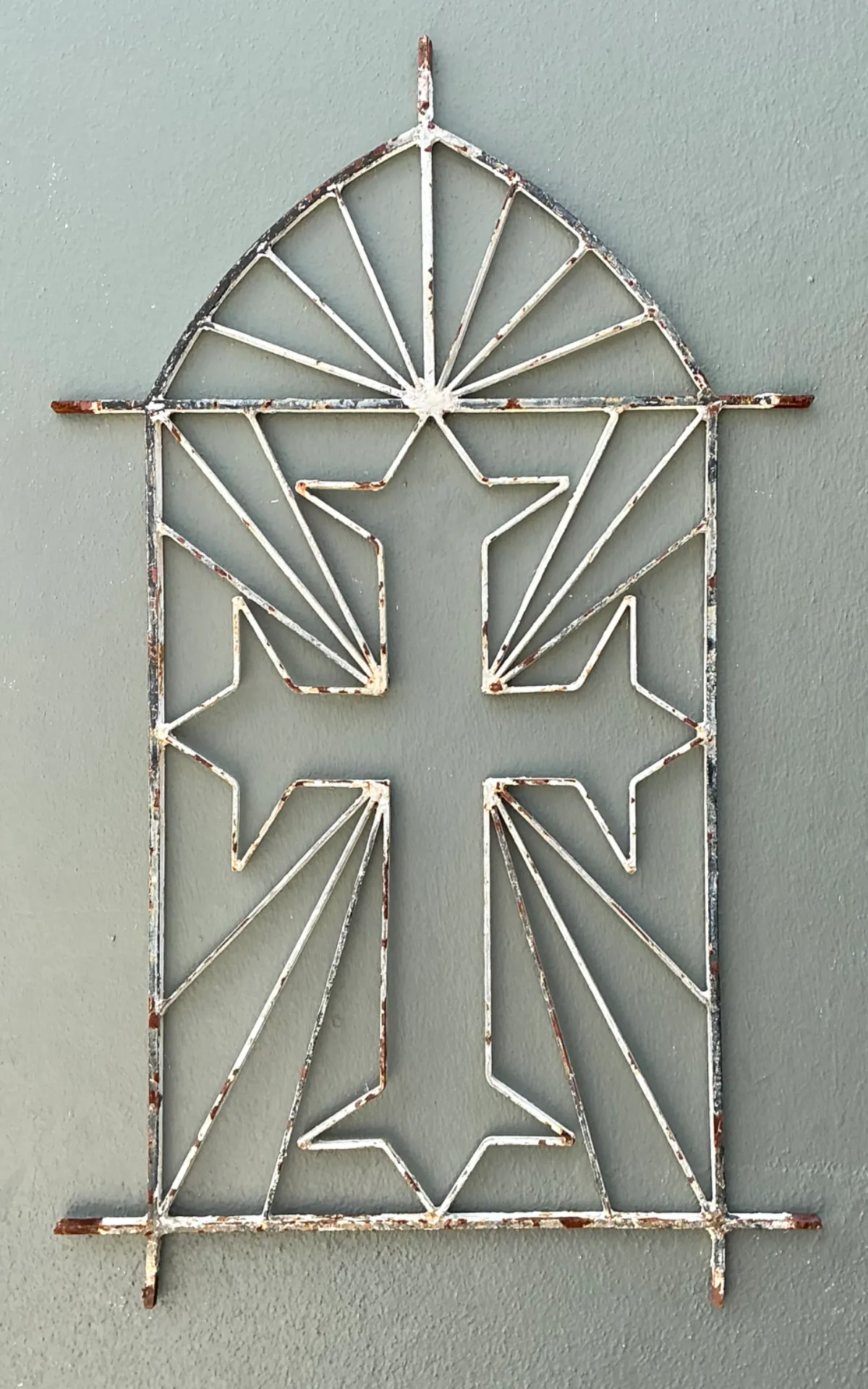 Vintage Architectural Element Metal Cross Window Grate — additional photo 2