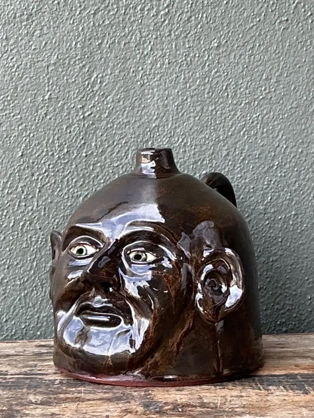 Vintage Handcrafted Ceramic Face Jug — additional photo 2