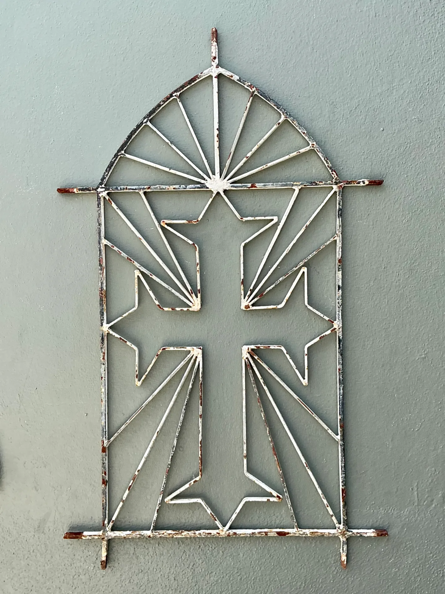 Vintage Architectural Element Metal Cross Window Grate — additional photo 7
