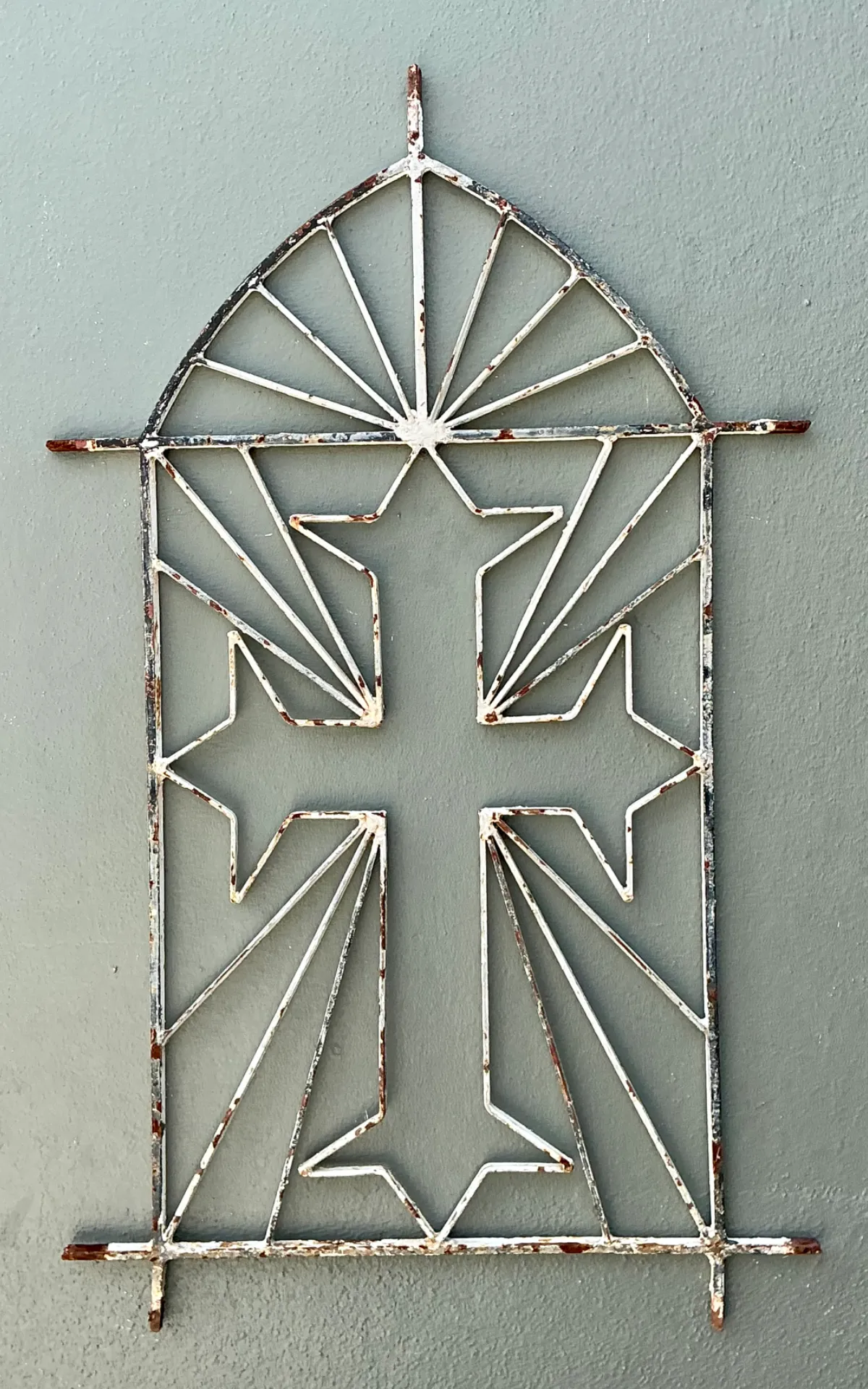 Vintage Architectural Element Metal Cross Window Grate — additional photo 7