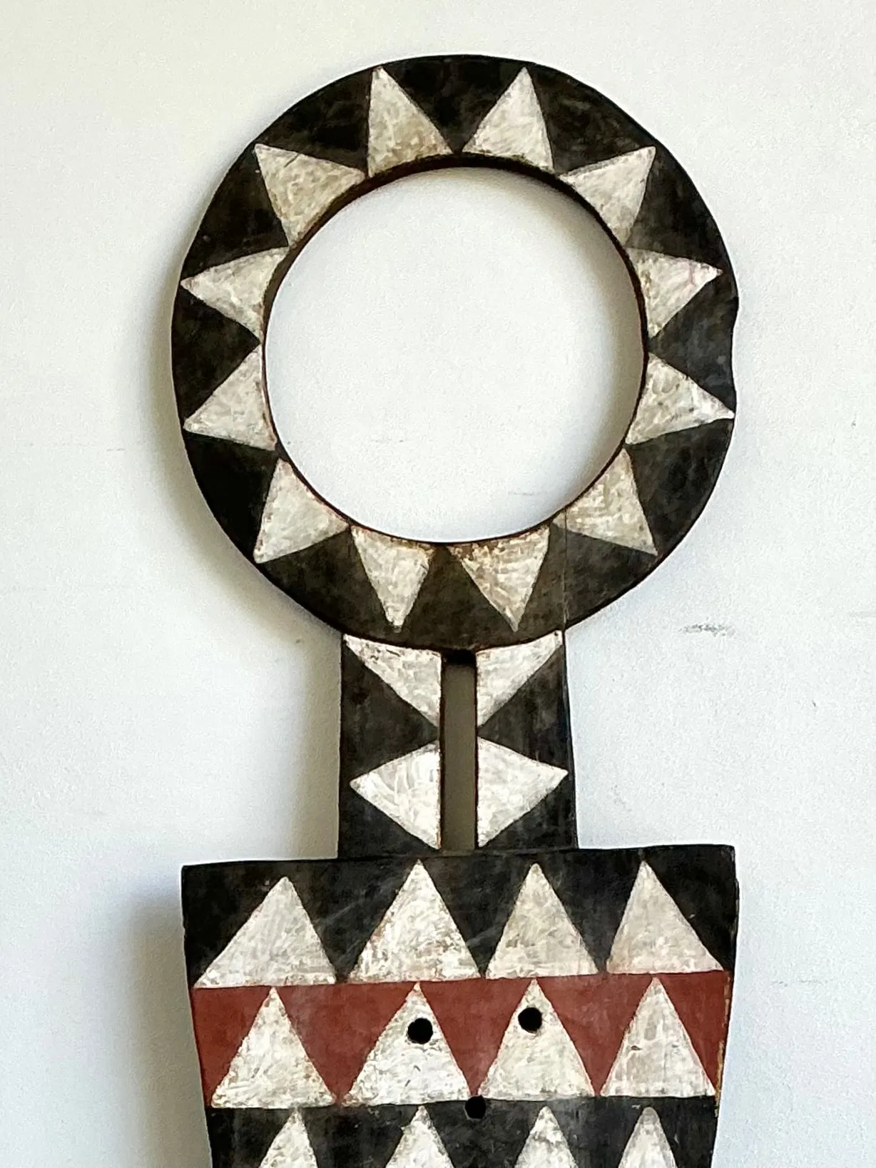 Vintage Tribal Geometric Painted Wood Shield - Wood, 22W x 74.5H — additional photo 7