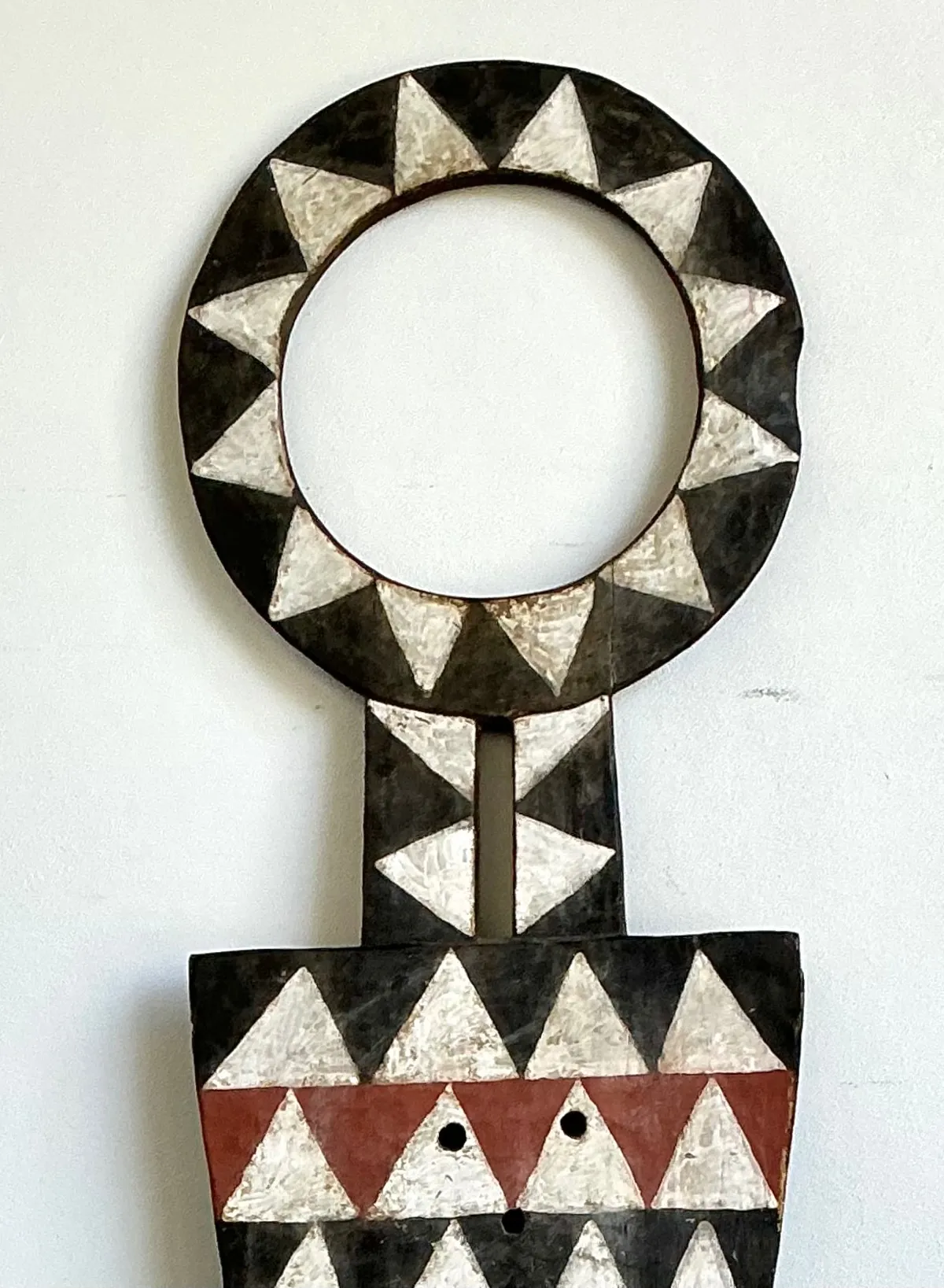 Vintage Tribal Geometric Painted Wood Shield - Wood, 22W x 74.5H — additional photo 7
