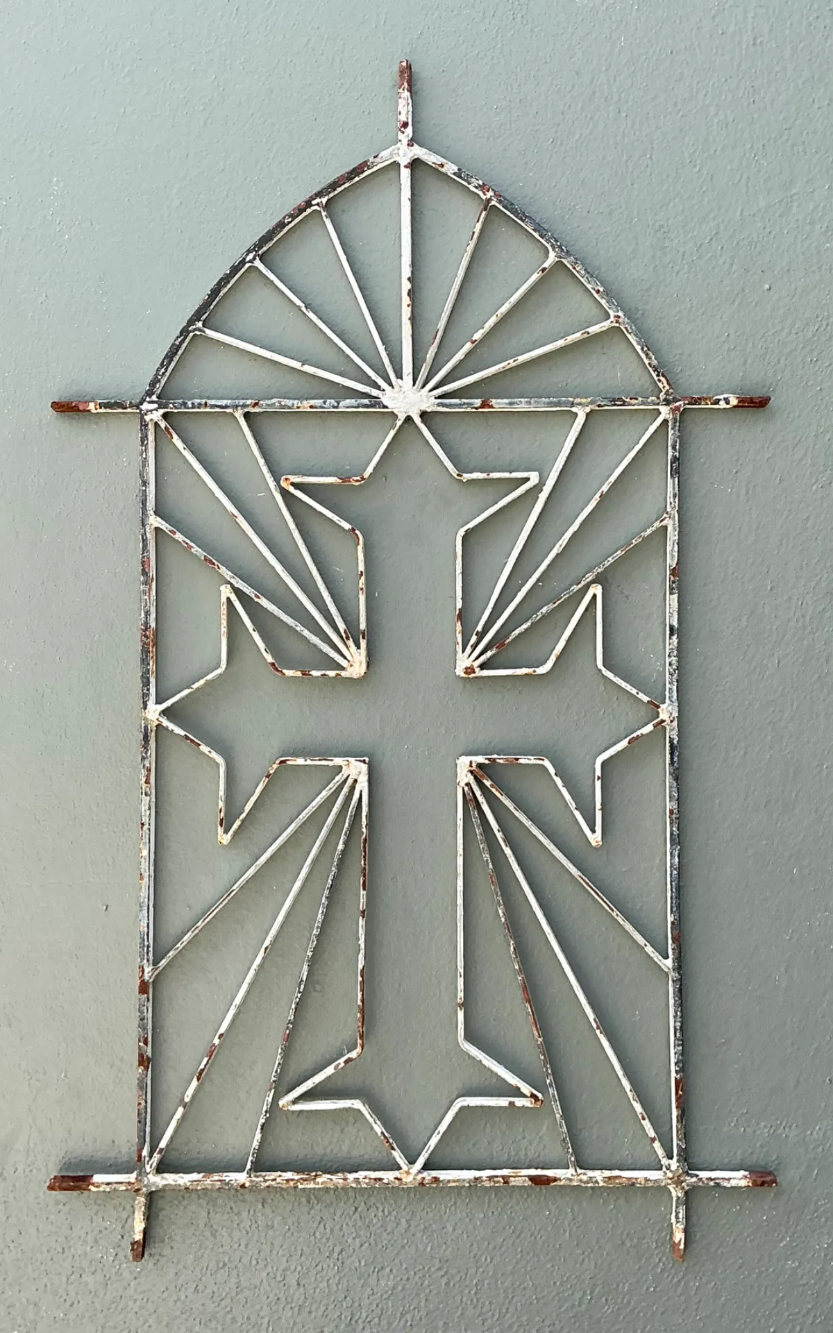Vintage Architectural Element Metal Cross Window Grate — additional photo 6