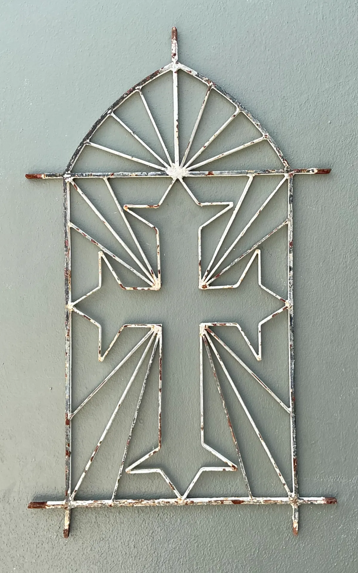 Vintage Architectural Element Metal Cross Window Grate — additional photo 4