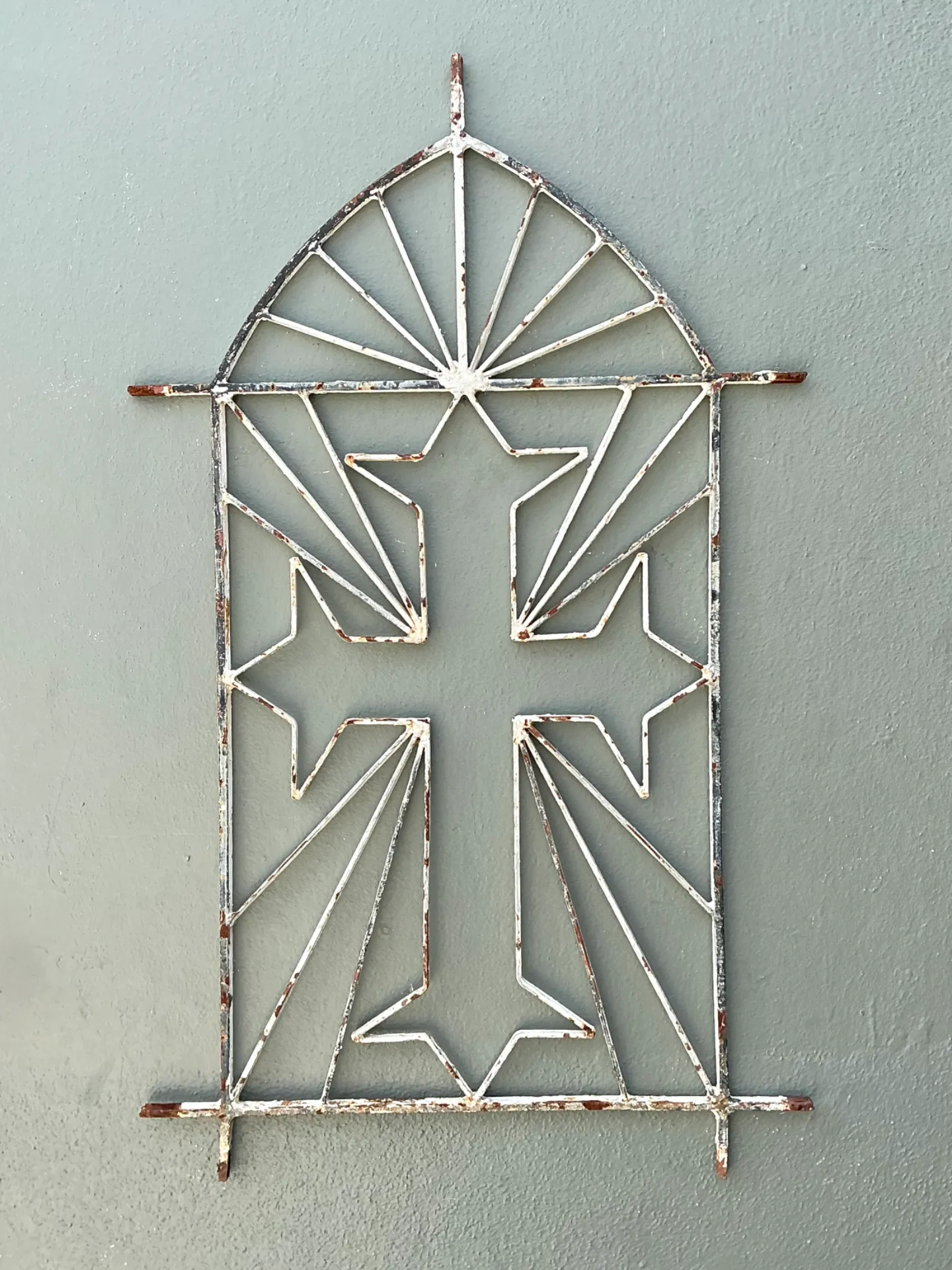 Vintage Architectural Element Metal Cross Window Grate — additional photo 1