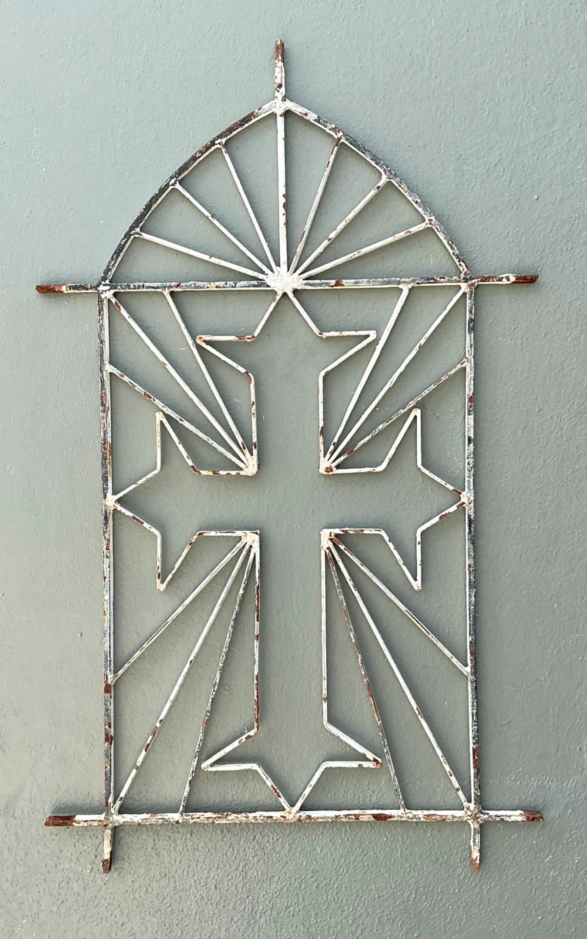 Vintage Architectural Element Metal Cross Window Grate