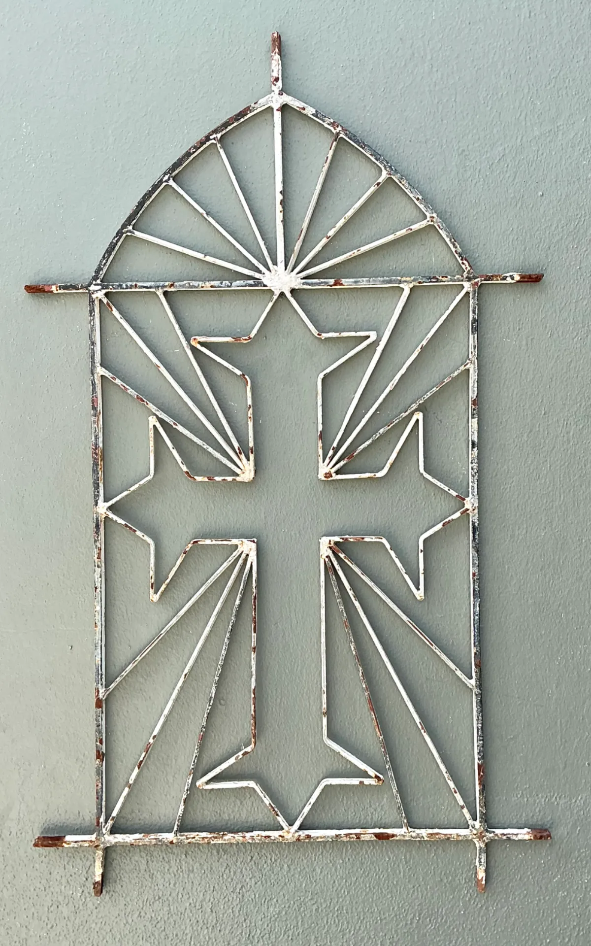 Vintage Architectural Element Metal Cross Window Grate — additional photo 3
