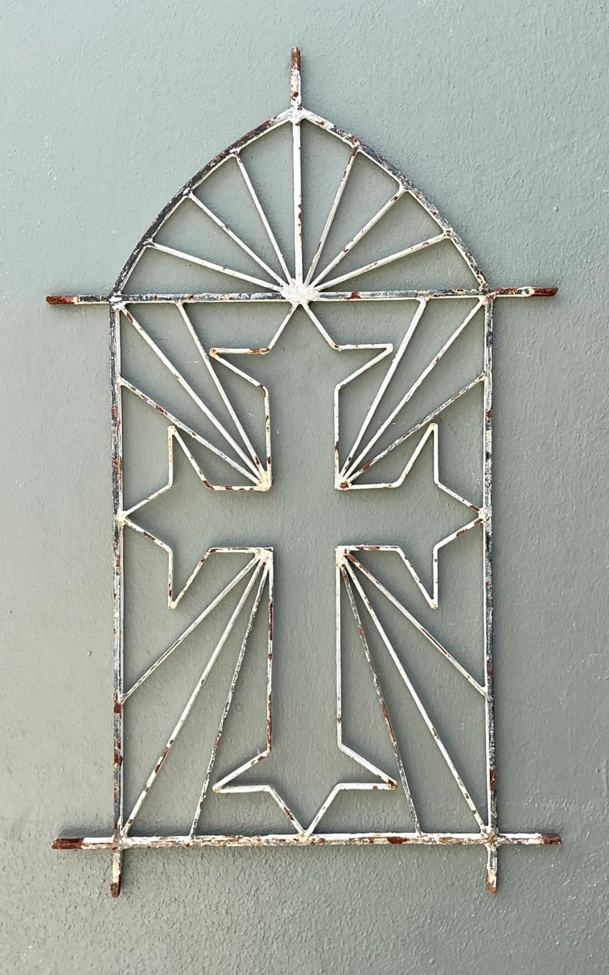 Vintage Architectural Element Metal Cross Window Grate — additional photo 8