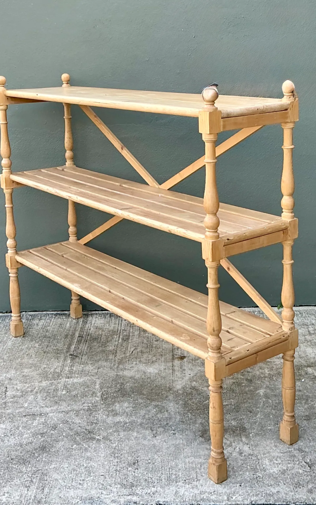 Vintage Three-Tier Pine Shelf — additional photo 4
