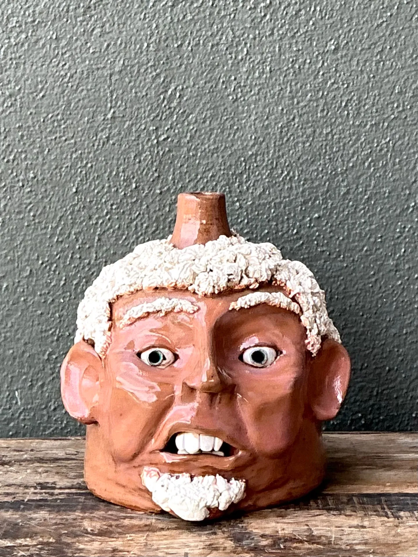 Vintage Handcrafted Ceramic Face Jug — additional photo 4
