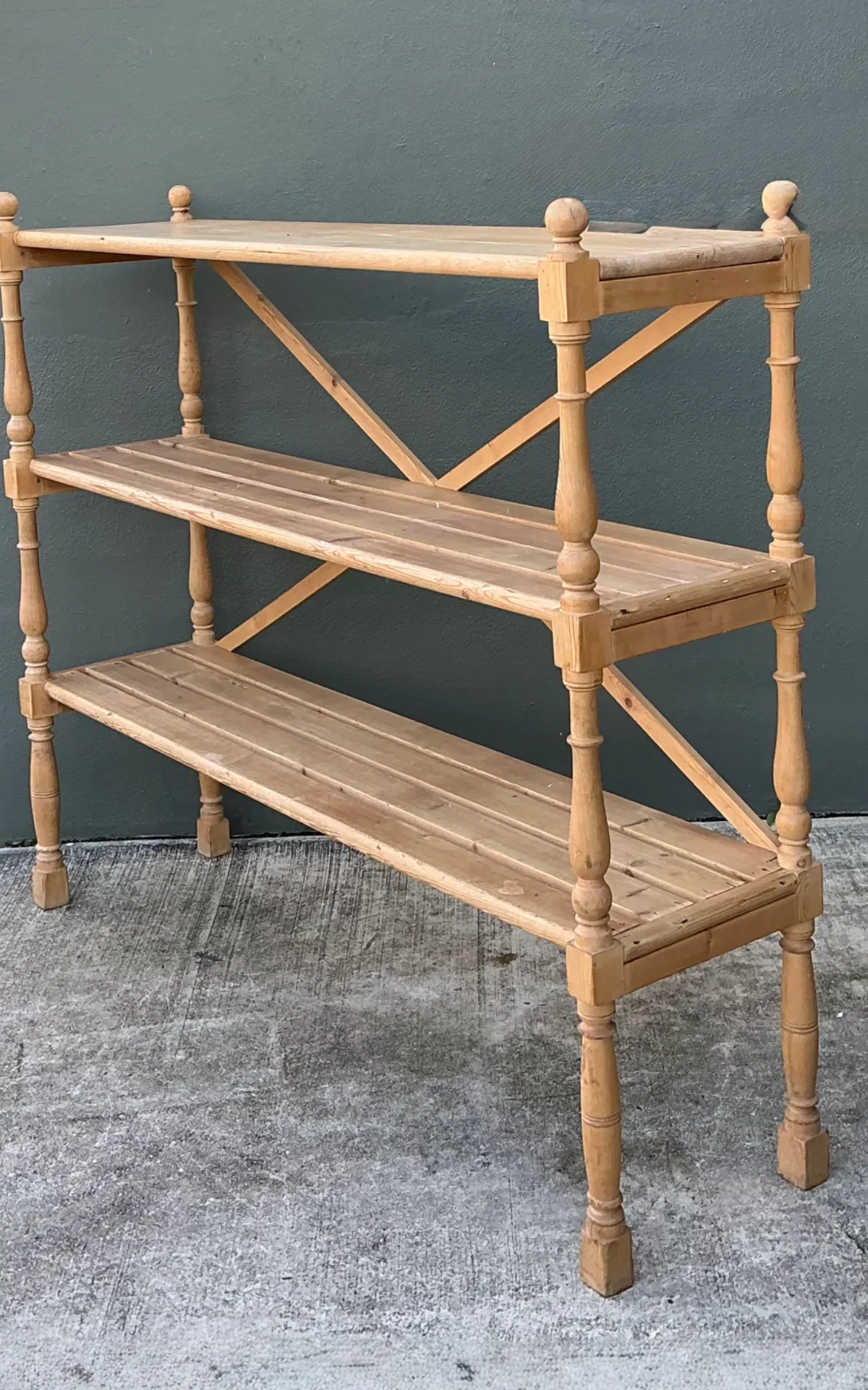 Vintage Three-Tier Pine Shelf